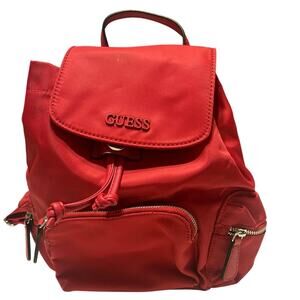 Guess Red Backpack Purse EUC Casual Everyday Multi-Pocket Bag